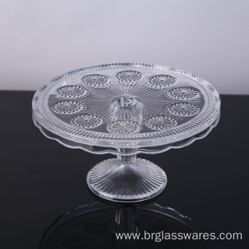 Wholesale Wedding Decorative Embossed Glass Cake Plate